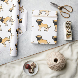 Papier Cadeau Motif de dessin de chien Mastiff en anglais