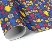 Papier Cadeau Motif de dessin de robots (Coin rond)