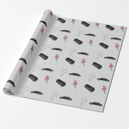 Papier Cadeau Motif de deuil gris (Déroulé)