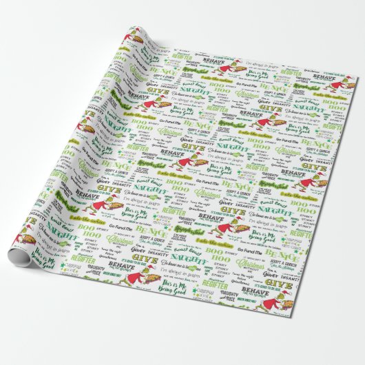 Papier Cadeau Motif de devis Grinch (Déroulé)