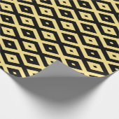 Papier Cadeau Motif de diamant jaune citron et noir (Coin)