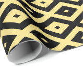 Papier Cadeau Motif de diamant jaune citron et noir (Coin rond)