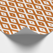 Papier Cadeau Motif de diamant orange et blanc brûlé (Coin)