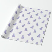 Papier Cadeau Motif de dinosaure de bébé bleu violet (Déroulé)
