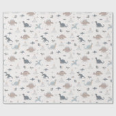 Papier Cadeau Motif de dinosaure de bébé garçon mignon pour douc (Plat)