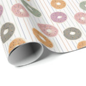 Papier Cadeau Motif de Donut Lover - Pastel Sprinkings & Stripes (Coin rond)