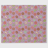 Papier Cadeau Motif de donut | Violet (Plat)