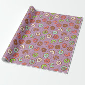 Papier Cadeau Motif de donut | Violet (Déroulé)