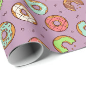 Papier Cadeau Motif de donut | Violet (Coin rond)
