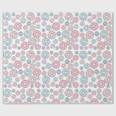 Papier Cadeau Motif De Donuts, Donuts Roses, Donuts Bleus (Plat)