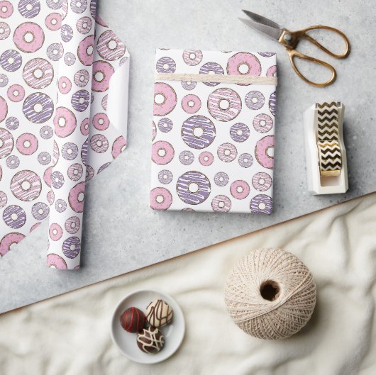 Papier Cadeau Motif De Donuts, Donuts Roses, Donuts Violets (Artisanat)