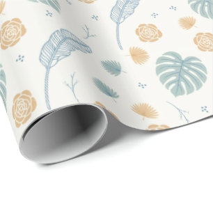 Papier Cadeau Motif de douche de mariage tropical Bohème feuille