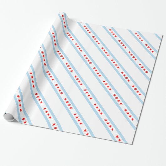 Papier Cadeau Motif de drapeau de Chicago (Déroulé)