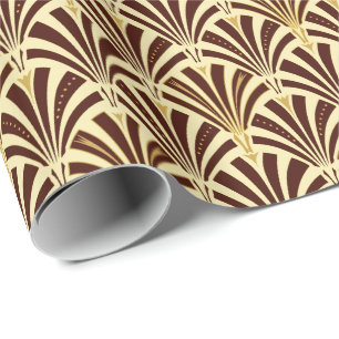 Papier Cadeau Motif de fan d'art déco - chocolat sur la crème