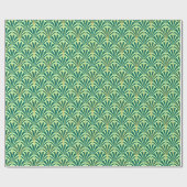 Papier Cadeau Motif de fan d'art déco - pin et vert en bon état (Plat)