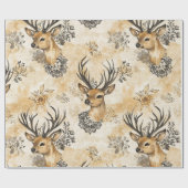 Papier Cadeau Motif de faon de la forêt rustique (Plat)