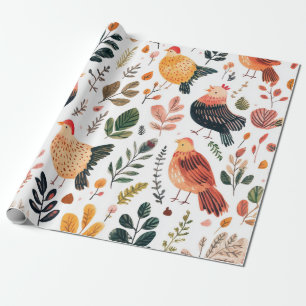 Papier Cadeau Motif de faune à plumes de dindon sauvage