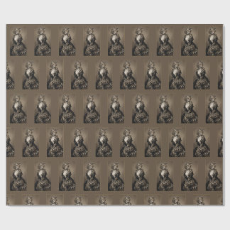Papier Cadeau Motif de femme ocelot Oceline en manteau de cuir n