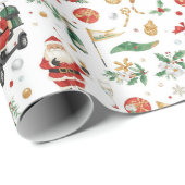 Papier Cadeau Motif de fête de Noël « Let's Par-Tee » de golf (Coin rond)