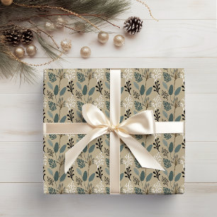 Papier Cadeau Motif de feuillage aux tons de terre atténués de l