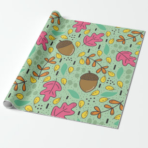 Papier Cadeau Motif de feuillage d'automne coloré