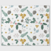 Papier Cadeau Motif de feuillage de Noël oversize moderne (Plat)
