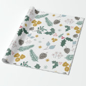 Papier Cadeau Motif de feuillage de Noël oversize moderne (Déroulé)