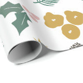 Papier Cadeau Motif de feuillage de Noël oversize moderne (Coin rond)
