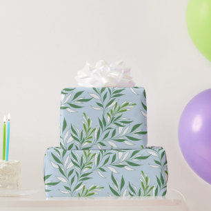 Papier Cadeau Motif de feuillage verdure Élégant Vert Bleu clair