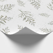 Papier Cadeau Motif de feuillage vert d'hiver (Coin)