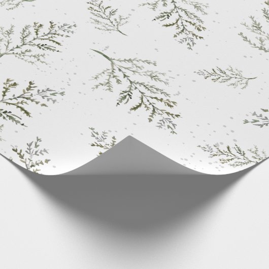 Papier Cadeau Motif de feuillage vert d'hiver (Coin)