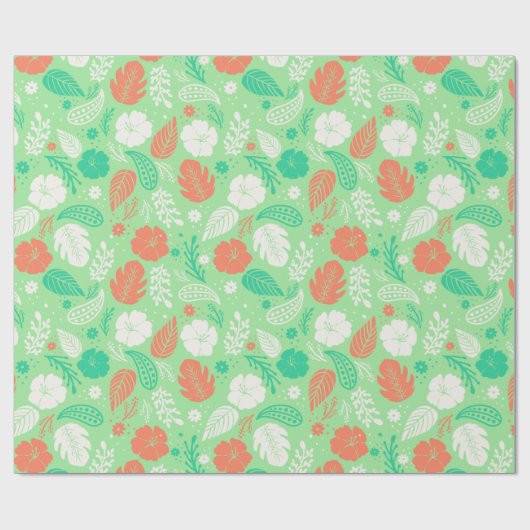 Papier Cadeau Motif de feuillage vert et orange (Plat)