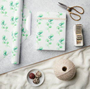 Papier Cadeau Motif de feuille d'aquarelle verte