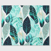 Papier Cadeau Motif de feuille de design de boho vert (Plat)