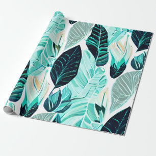 Papier Cadeau Motif de feuille de design de boho vert