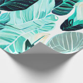 Papier Cadeau Motif de feuille de design de boho vert (Coin)