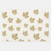 Papier Cadeau Motif de feuille d'érable d'or antique. (Devant 3)