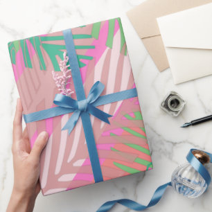 Papier Cadeau Motif de feuilles de palmier tropicales colorées