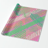 Papier Cadeau Motif de feuilles de palmier tropicales colorées (Déroulé)