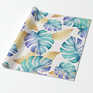 Papier Cadeau Motif de feuilles de palmiers tropicaux