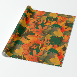 Papier Cadeau Motif de feuilles tombantes pour l'automne