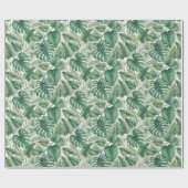 Papier Cadeau Motif de feuilles vertes (Plat)