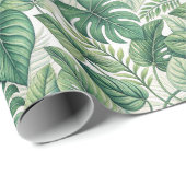 Papier Cadeau Motif de feuilles vertes (Coin rond)