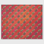 Papier Cadeau Motif de Fextive TRex Dino sur le rouge (Plat)