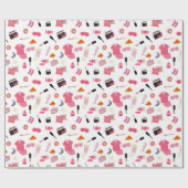 Papier Cadeau Motif de Fille Rose de la fête de bois (Plat)