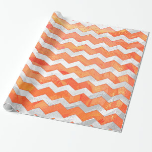Papier Cadeau Motif de Fire Lake Orange Chevron