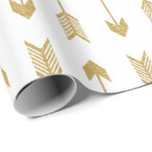 Papier Cadeau Motif de flèches de feuille d'or de Faux (Coin rond)