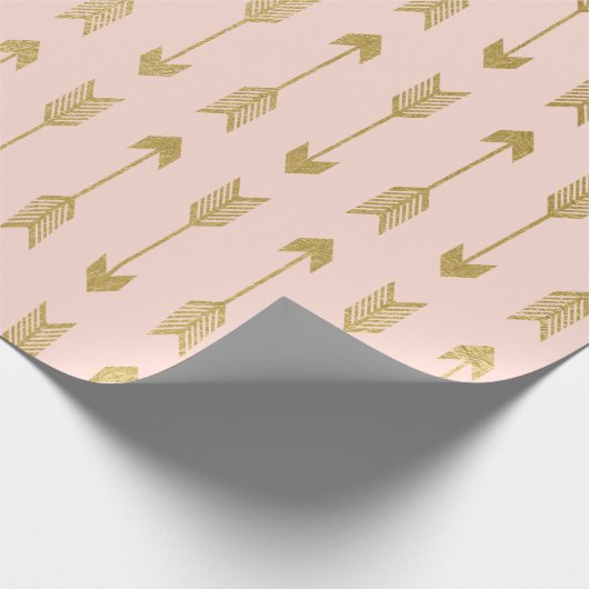 Papier Cadeau Motif de flèches de feuille d'or de Faux (Coin)