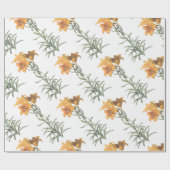 Papier Cadeau Motif de fleur de lys orange (Plat)