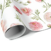 Papier Cadeau Motif de fleur de renoncule (Coin rond)